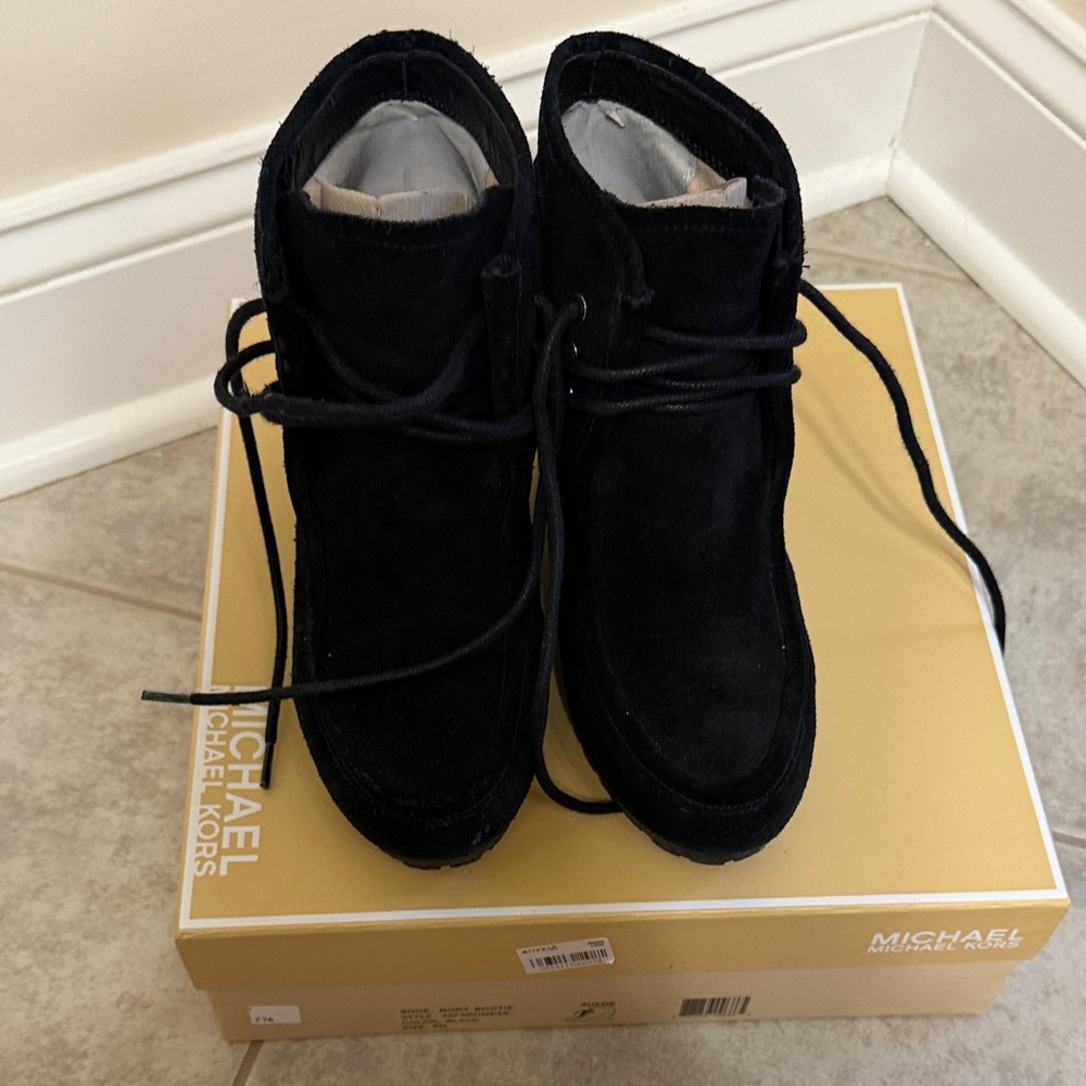 Michael Kors Black Suede Ankle Bootie for women